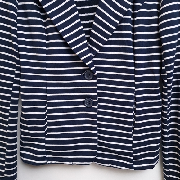 Forever 21 Navy White Stripes Blazer Jacket Women's Size M - Picture 4 of 16